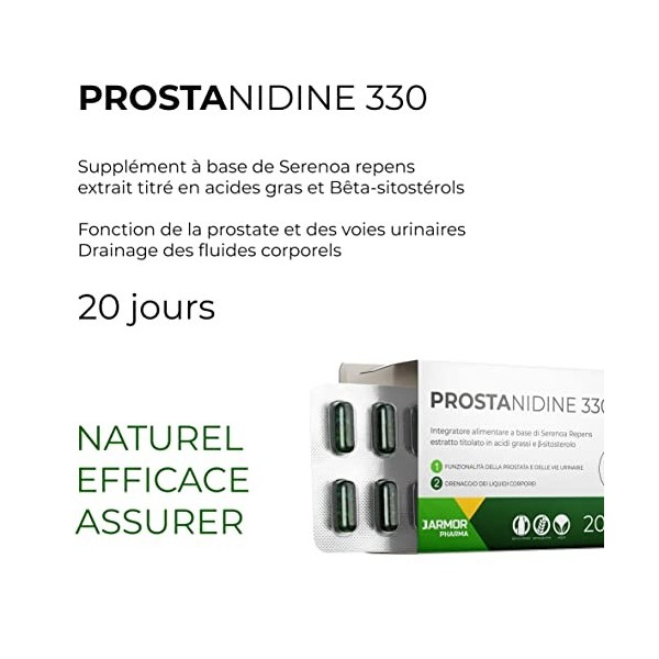 J.Armor Prostanidine 20 Gélules Prostate Pour Homme et Confort Urinaire • Favorise La Miction • Cheveu Homme • Saw Palmetto +