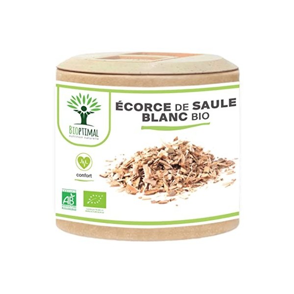 Saule bio - Bioptimal - Complément alimentaire - Écorce de saule blanc - Aspirine Naturelle - Acide Salicylique - Anti douleu