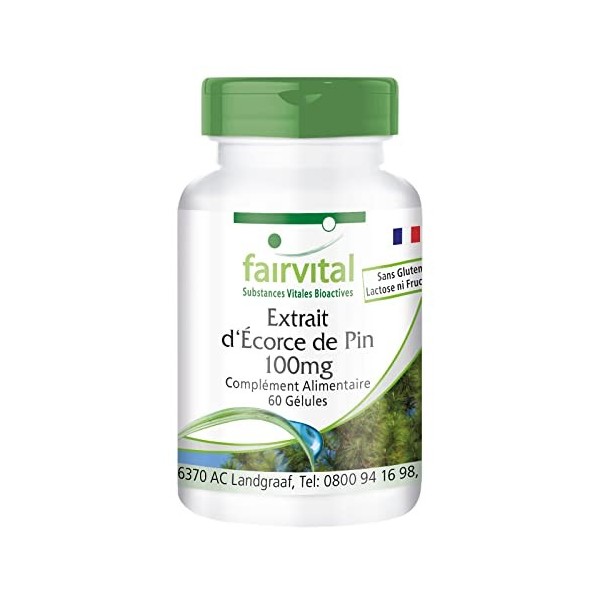 Fairvital | Extrait décorce de pin 100mg VEGAN - Fortement dosé - 60 gélules - 95% proanthocyanidines