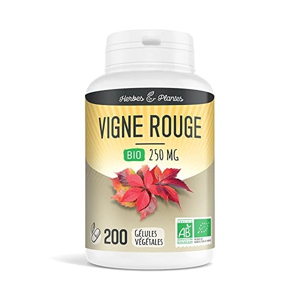 Herbes Et Plantes Vigne Rouge Bio 200 Gélules Végétales 250 mg