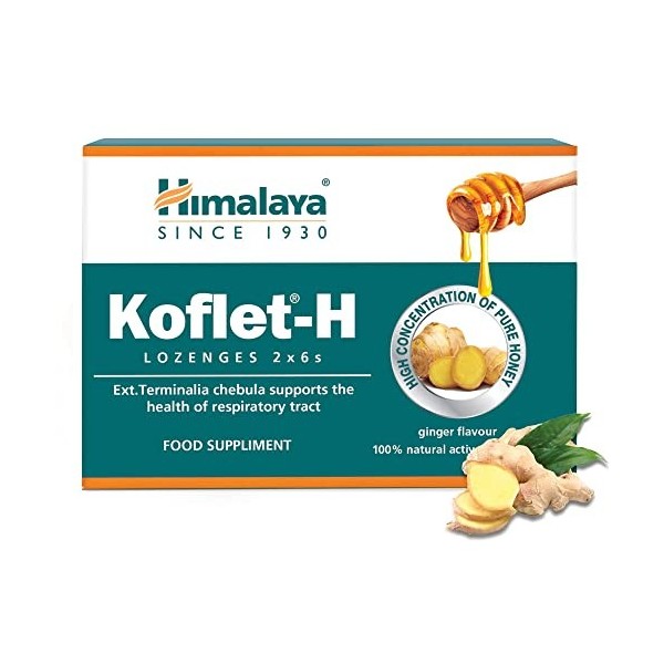 Himalaya Herbal Healthcare Koflet-H Lozenges | Ginger Flavoured | Relieves Cough, tonsillitis | Loaded with anti-allergic, an