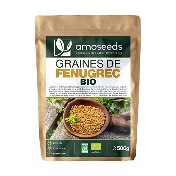 Graines de Fenugrec Bio 500G | Qualité Supérieure | Digestion, Détox, Troubles Hormonaux, Prise de Muscle