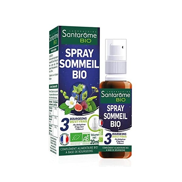 Santarome Bio - Spray Sommeil Bio | Complément Alimentaire Sommeil | Sommeil Réparateur & Endormissement Facile - A base de p