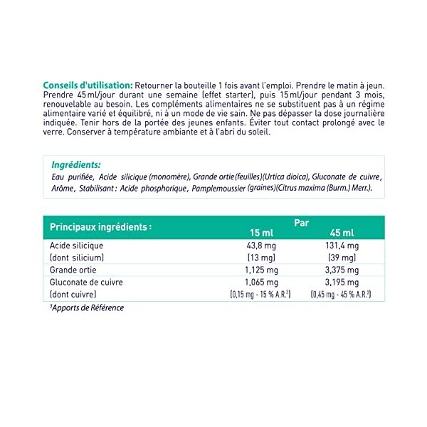 Dexsil Original Silicium Organique Solution Buvable Complément Alimentaire à Base dOrtie/Silicium pour Souplesse/Peau/Cheveu