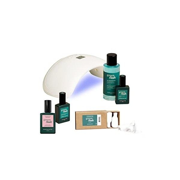 Manucurist Kit Vernis Semi Permanent Green Flash - Lampe Ongles Led 36W + Base Coat Green Flash + Top Coat Green Flash + Vern