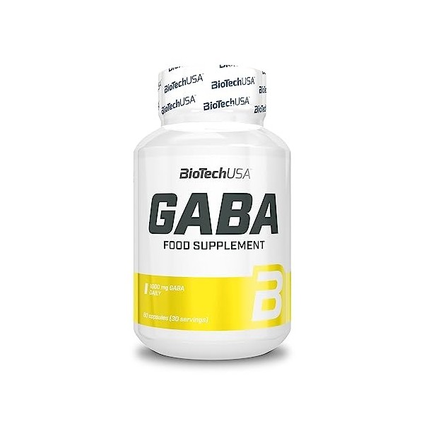 BioTechUSA GABA, Complément alimentaire sous forme de gélules avec de lacide gamma-aminobutyrique, 60 gélules