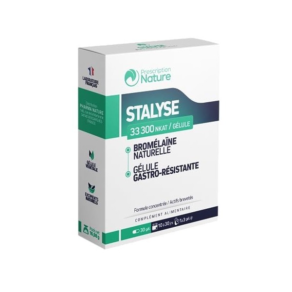 Prescription Nature - STALYSE - Complément Alimentaire à Base dExtraits de Bromélaïne, Gastrorésistant - Drainant, Système L