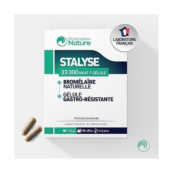 Prescription Nature - STALYSE - Complément Alimentaire à Base dExtraits de Bromélaïne, Gastrorésistant - Drainant, Système L