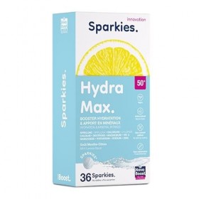 NovaBoost - Sparkies Hydra Max - Solution Hydratation - Préparation pour Boisson - Dextrose, Calcium, Vitamine C - x36 Microb