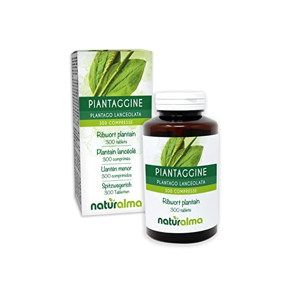 Plantain lancéolé Plantago lanceolata feuilles Naturalma | 150 g | 300 comprimés de 500 mg | Complément alimentaire | Natur