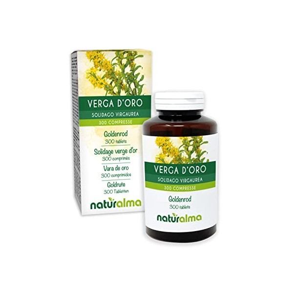 Solidage verge dor Solidago virgaurea herbe avec fleurs Naturalma | 150 g | 300 comprimés de 500 mg | Complément alimentai