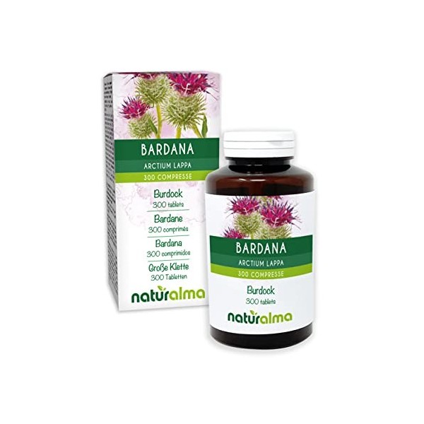 Bardane Arctium lappa racines Naturalma | 150 g | 300 comprimés de 500 mg | Complément alimentaire | Naturel et Végétalien