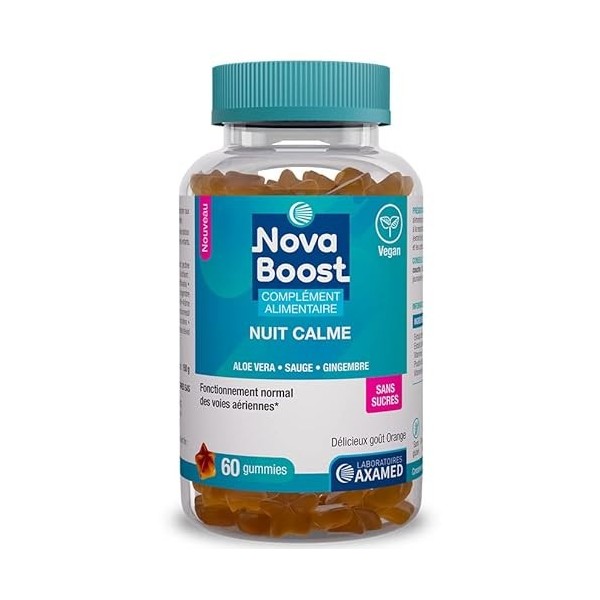 Novaboost - Complément Alimentaire - Gummies Booster Nuit Calme - Saveur Orange Sans Sucres Ajoutés - Vegan & Sans Gluten - C