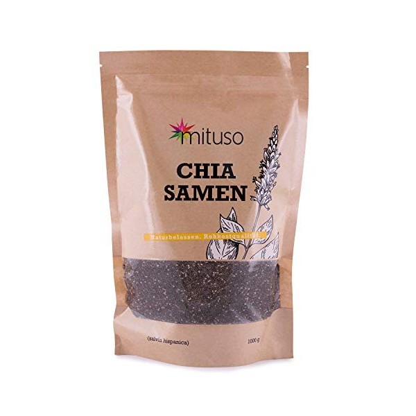 Mituso - Graines de chia, sachet de 2kg - vegan et sans gluten, source doméga-3 et doméga-6