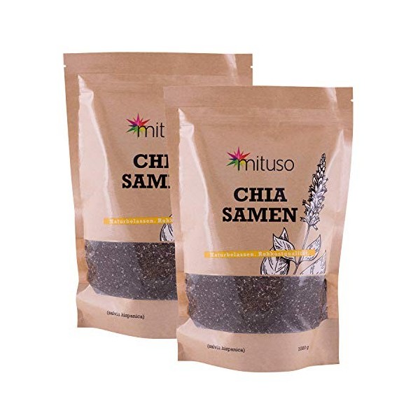 Mituso - Graines de chia, sachet de 2kg - vegan et sans gluten, source doméga-3 et doméga-6