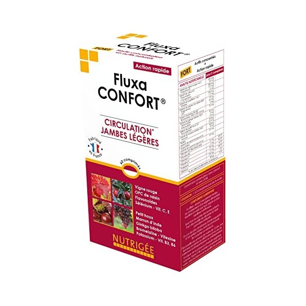 Fluxa Confort® • Circulation • Jambes légères • Action Rapide • 60 comprimés • Fabriqué en France Nutrigée