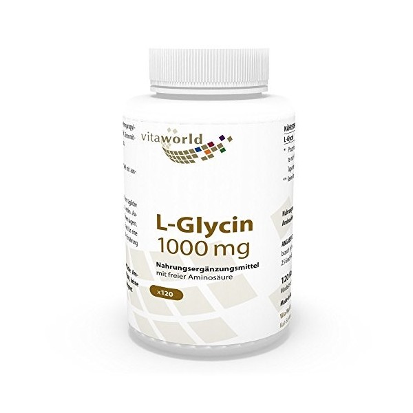 Vita World L-Glycine 1000mg 120 gélules Made in Germany