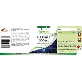 Fairvital | L-Histidine 500mg - VEGAN - Fortement dosé - Acide aminé - 90 gélules