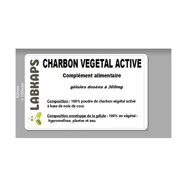 CHARBON VEGETAL ACTIVE COQUE DE NOIX 400 gélules dosées a 300mg enveloppe 100% végétale - complément alimentaire