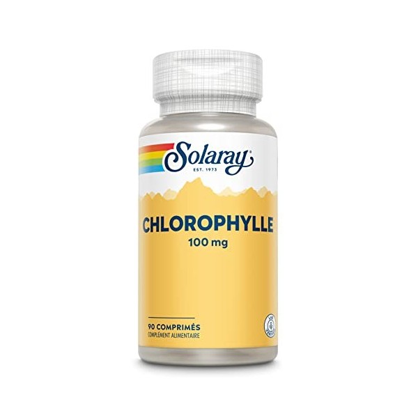 Solaray Chlorophylle 100 mg | Détoxifier votre corps | 1 flacon de 90 Comprimés