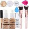 PHOERA Fond de Teint Couvrant Et Face Primer Liquide Couverture Complète Foundation PHOERA Correcteur,PHOERA Poudres,Pinceaux