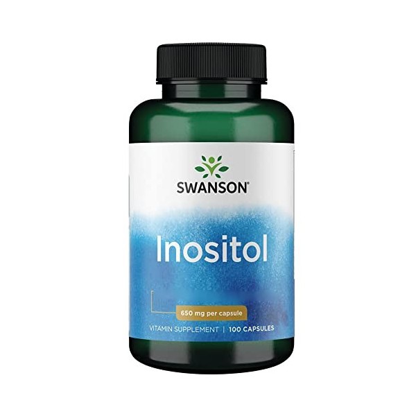 Swanson, Inositol, 650mg, 100 Capsules, Hautement Dosé, Testé en Laboratoire, Sans Soja, Sans Gluten, Sans OGM