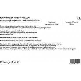 Natures Answer, Dandelion Root Racine de Pissenlit , 2.000mg, 30ml, Testé en Laboratoire, Sans Gluten, Sans Soja, Végétarie