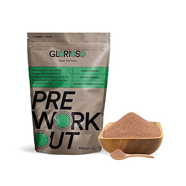 Pre Workout - 400 g - Guarana et de la caféine en poudre - Source dénergie et dhydrates de carbone pour vos séances dentra