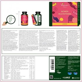 Multivitamines Femmes Vegavero® | VEGAN | Vitamines & Minéraux pour la femme | Matières premières de marque premium | Avec Go