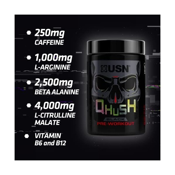 USN QHUSH Pre-Workout 20 servings Framboise bleue