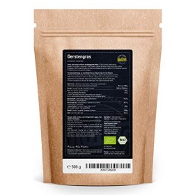 Biotiva Herbe dorge bio en poudre 1000g 2x500g - Poudre fine de jeunes pousses dorge - Production en Allemagne - Certifié