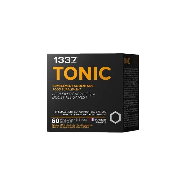 1337 TONIC • Complément Alimentaire Gaming • Cure 2 mois / 60 gélules 1/j • Fabriqué en France