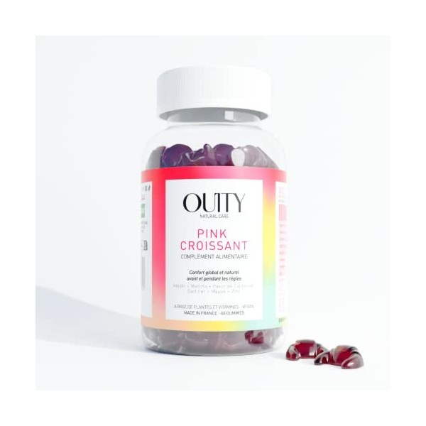 Ouity - Gummies Anti Syndrome Prémenstruel Pink Croissant - Règles Douloureuses et Acné Hormonale - Vegan et Made in France -