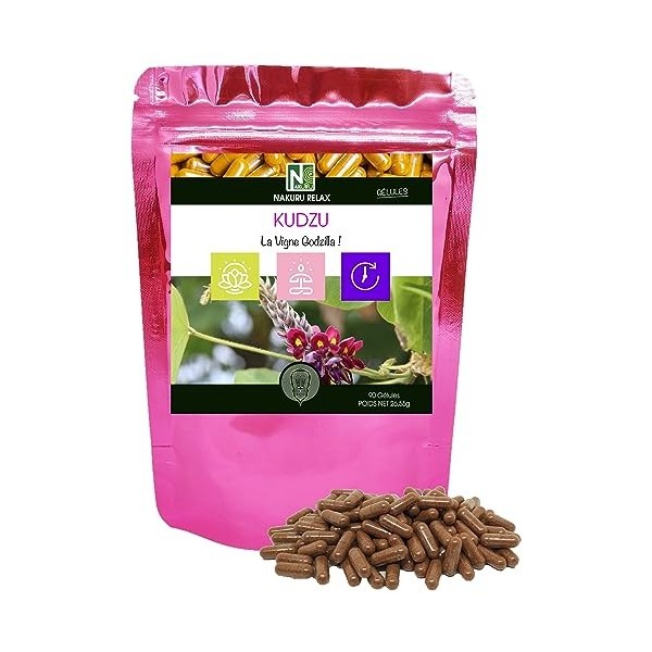 NAKURU | Kudzu | Gamme Relax | Fabriqué en France | "La Vigne Godzilla !" 500 Gélules de 295mg / Poids Net: 147,5g 