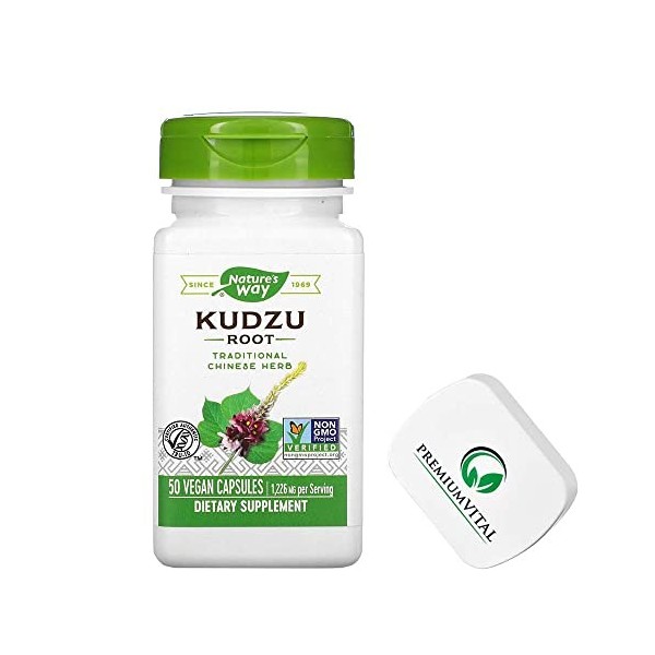 PremiumVital, Natures Way, Kudzu Root Racine de Kudzu , 613mg, 50 Capsules végétaliennes, avec Pilulier Pratique, Testé en 