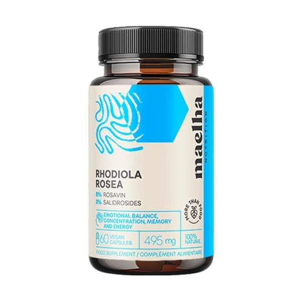 Rhodiola Rosea Fort | Complément de titrage élevé 5% rosavine 3% salidrosides | 60 capsules | 100% Naturelle