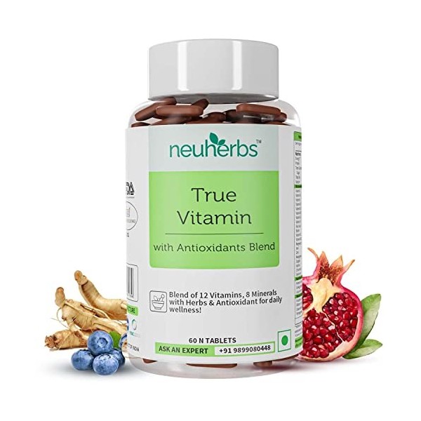 Green Velly Indian Neuherbs True vitamin | Multivitamin for men and women 60 Tablets with Antioxidant & herbs blend Vitami
