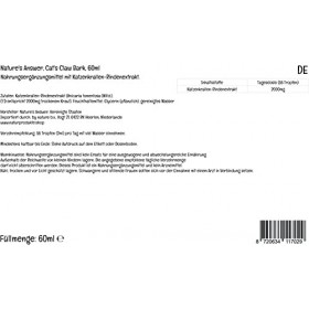Natures Answer, Cats Claw Bark Griffe de Chat , 2.000mg, 60ml, Testé en Laboratoire, Sans Gluten, Sans Soja, Végétarien