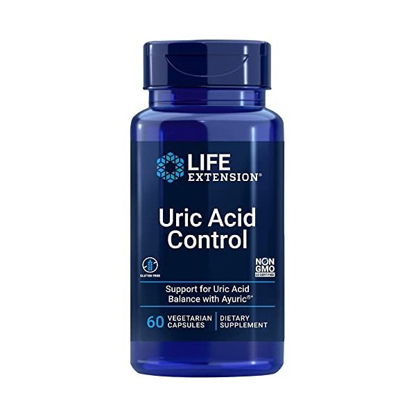 Life Extension, Uric Acid Control Contrôle de lAcide Urique , Terminalia bellirica 500mg, 60 Capsules végétaliennes, Testé 