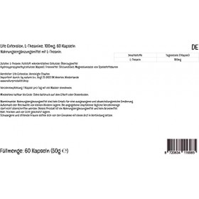Life Extension, L-Theanine, 100mg, hautement dosé, 60 Capsules végétaliennes, Testé en Laboratoire, Sans Gluten, Végétarien, 