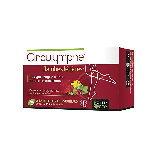 SANTE VERTE - Kit Circulymphe - Circulation Veineuse - Jambes légères - Lot de 1 boites de 60 comprimés + 1 Tube Jambes légèr