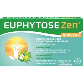EuphytoseZen Complément Alimentaire, Stress, nervosité, difficultés de concentration, 3 pack de 30 Comprimés - 3 mois de prog