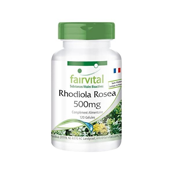 Fairvital | Rhodiola Rosea 500mg - Extrait de racine de Rhodiola - 120 gélules - substance pure - 15mg de rosavine / 8,87mg d