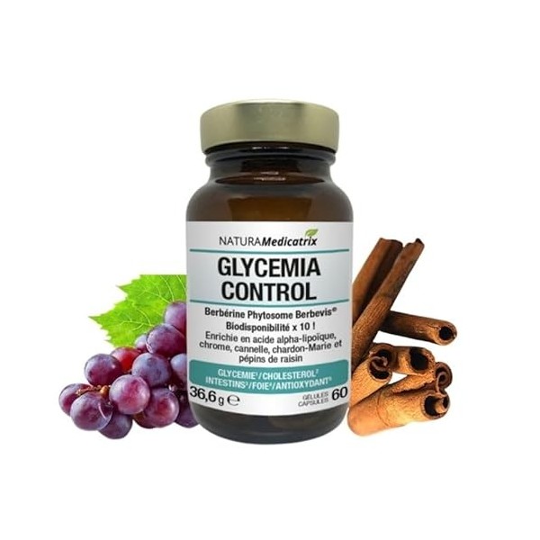 Glycemia control : 60 gélules capsules - Glycémie normale - Foie et digestion - Contre le stress oxydant - Enrichi en acide a