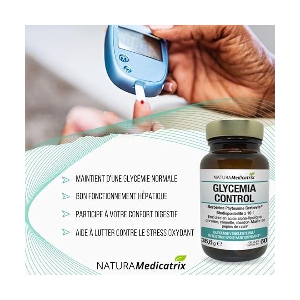 Glycemia control : 60 gélules capsules - Glycémie normale - Foie et digestion - Contre le stress oxydant - Enrichi en acide a