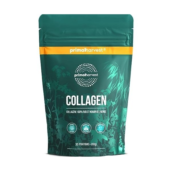 Primal Harvest Collagen poudre - 30 portions Premium Collagen Complex - alimentation durable à lherbe - hydrolysat de collag