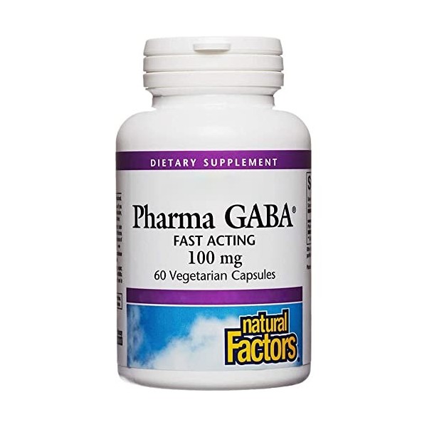 Natural Factors, Stress Relax Pharma GABA, 100mg, 60 capsules végétaliens, Testé en Laboratoire, Végétarien, Sans Soja, Sans 