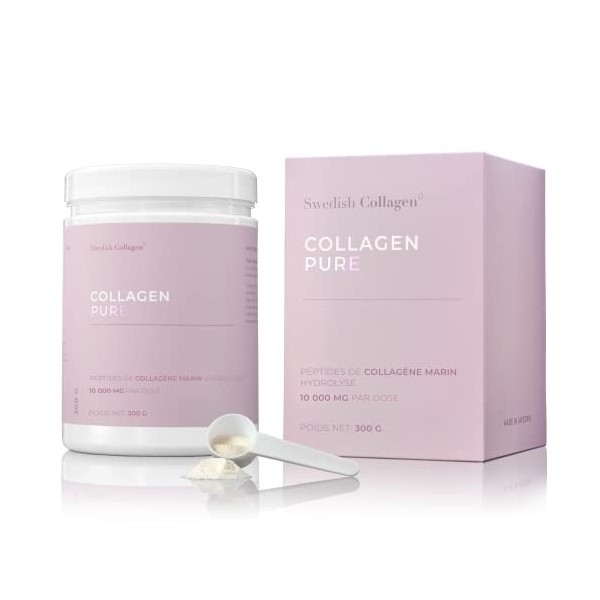 Swedish Collagen - Collagen Pure 300 g de collagène en poudre | 10 000 mg de collagène marin pour les cheveux, la peau et les