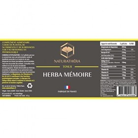 Naturathéra HERBA MÉMOIRE - Complément Alimentaire Cerveau - Mémoire, Concentration, Stress, Cognitives - Extraits Secs - 150