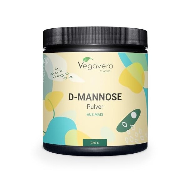 D-Mannose Poudre Vegavero® | 250 g – Pour plus de 4 mois | 100% NATUREL & PUR | 2000mg par dose | Testé en Laboratoire | Sans